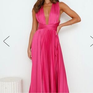 Hello Molly pink pleated wrap tie dress